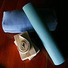 Yoga props used for a restaurative yoga class after the hike